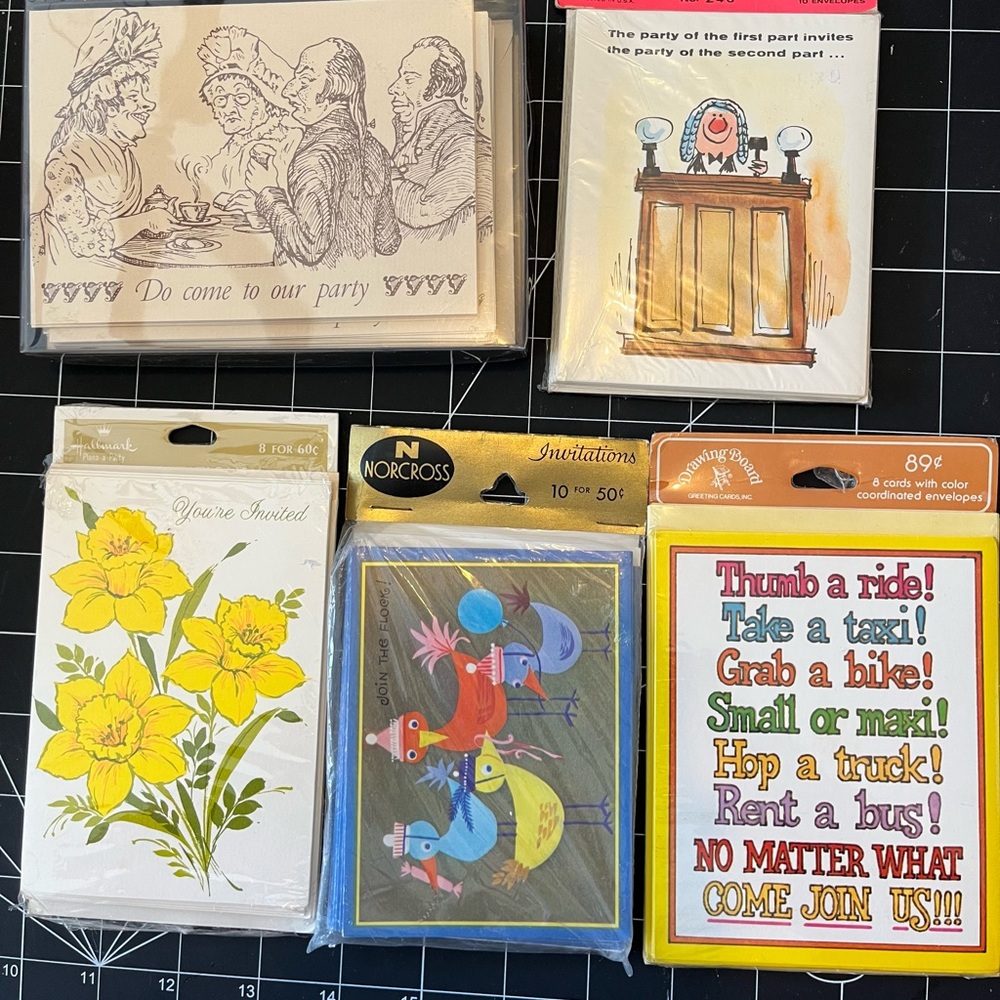 Vintage Party Invitation Sets (5) - Ephemera